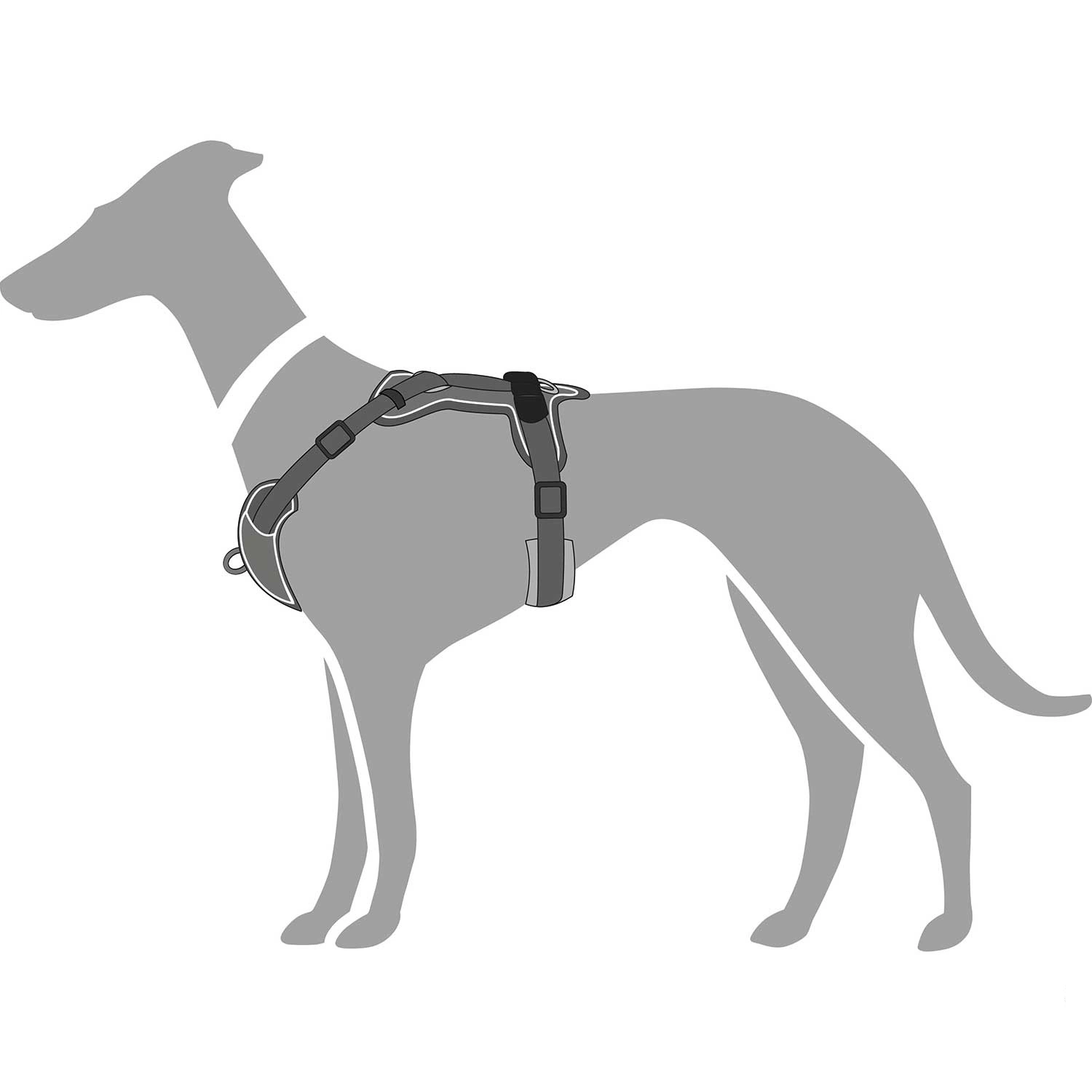 Hunter Divo hundesele L-XL grå/grå just mave 79-107 cm - Stabil kontrol og komfort